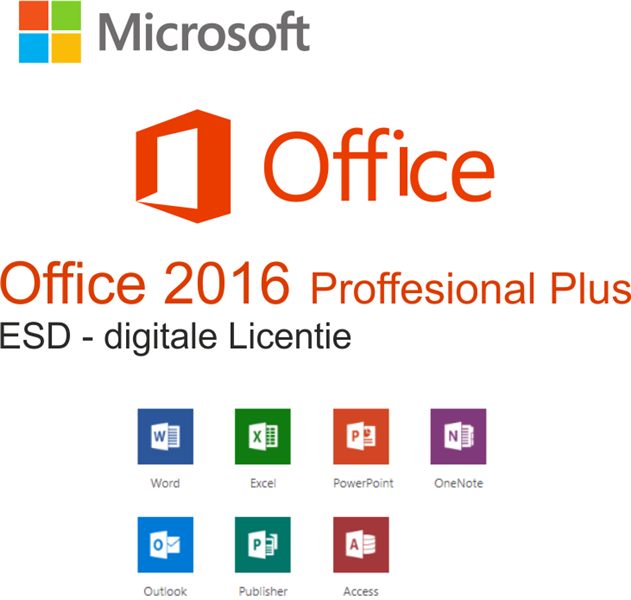 Microsoft Office Professional Plus 2016 1 User Word Excel Powerpoint OneNote Outlook Publisher Acces Skype for Business - ESD pre-owned activeren binn