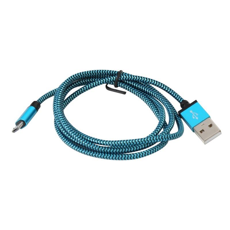 PLATINET MICRO USB TO USB FABRIC BRAIDED CABLE 1M BLUE