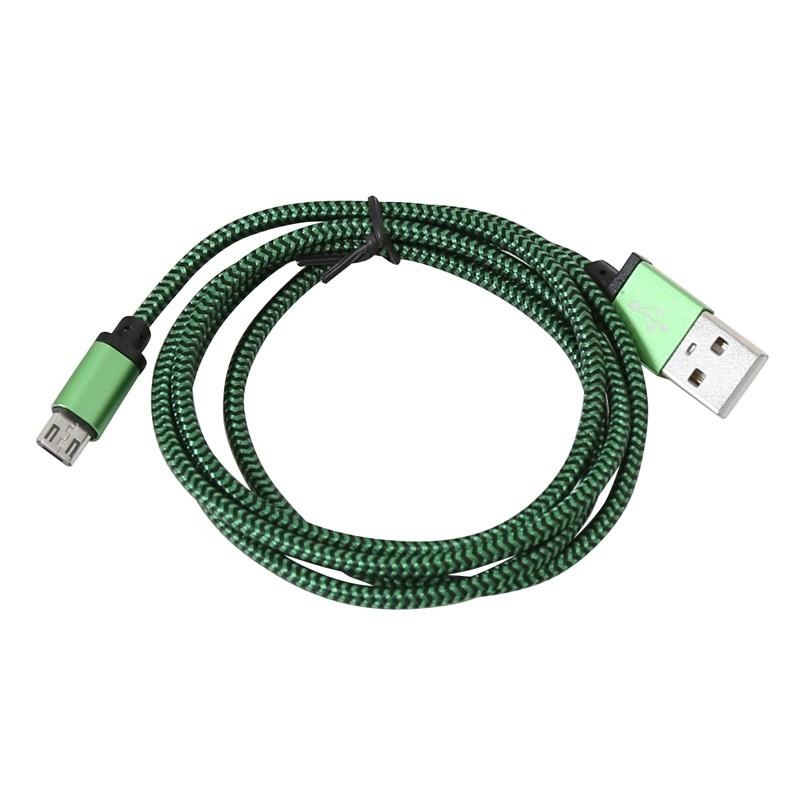PLATINET MICRO USB TO USB FABRIC BRAIDED CABLE 1M GREEN