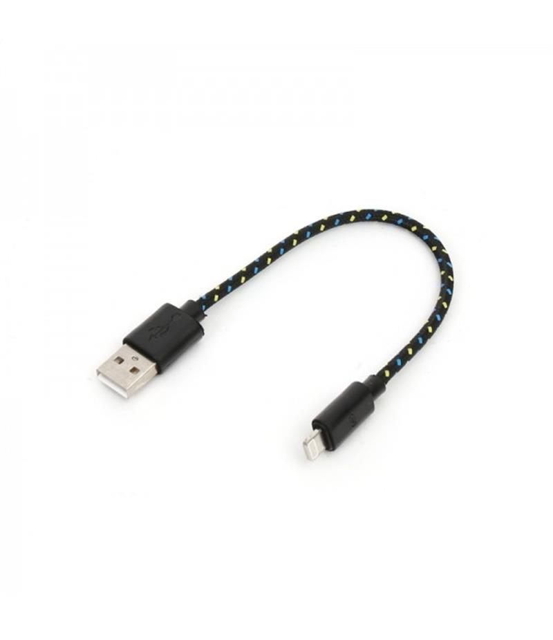 PLATINET USB LIGHTING FABRIC BRAIDED CABLE 0 2M BLACK 43475