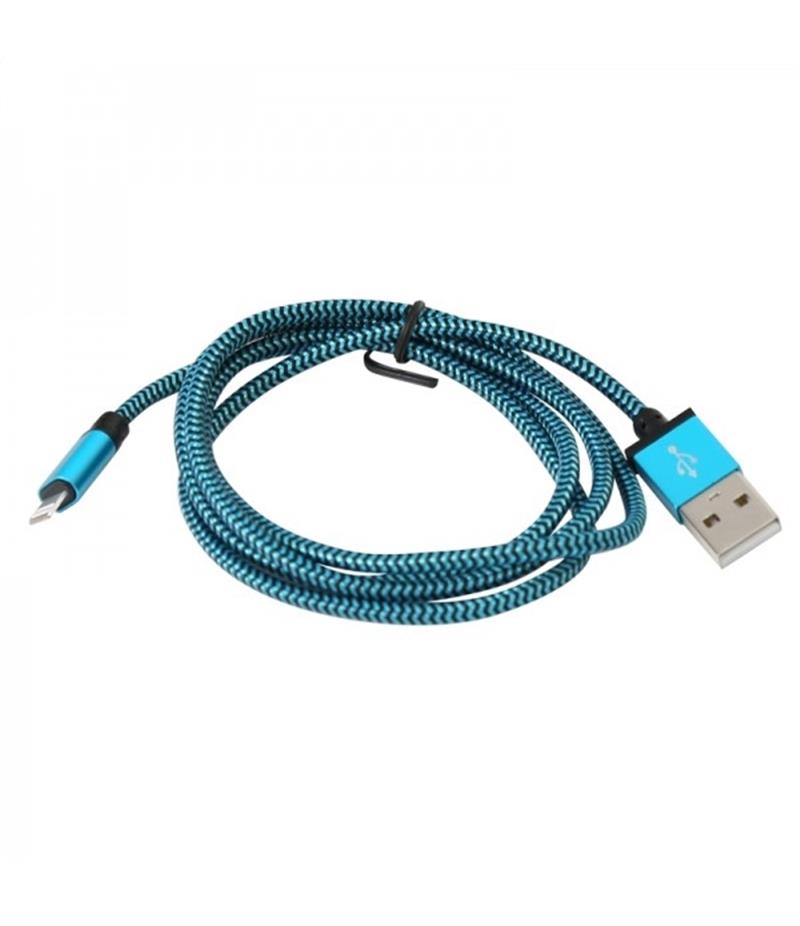 PLATINET USB LIGHTNING FABRIC BRAIDED CABLE 1M BLUE