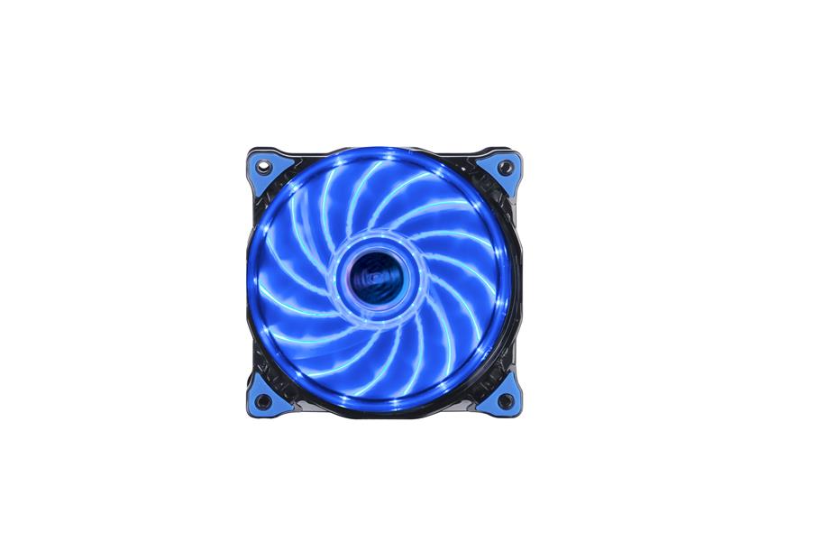 Akasa 12cm Vegas 15 Blue LED fan with anti-vibe dampening pads sleeve bearing