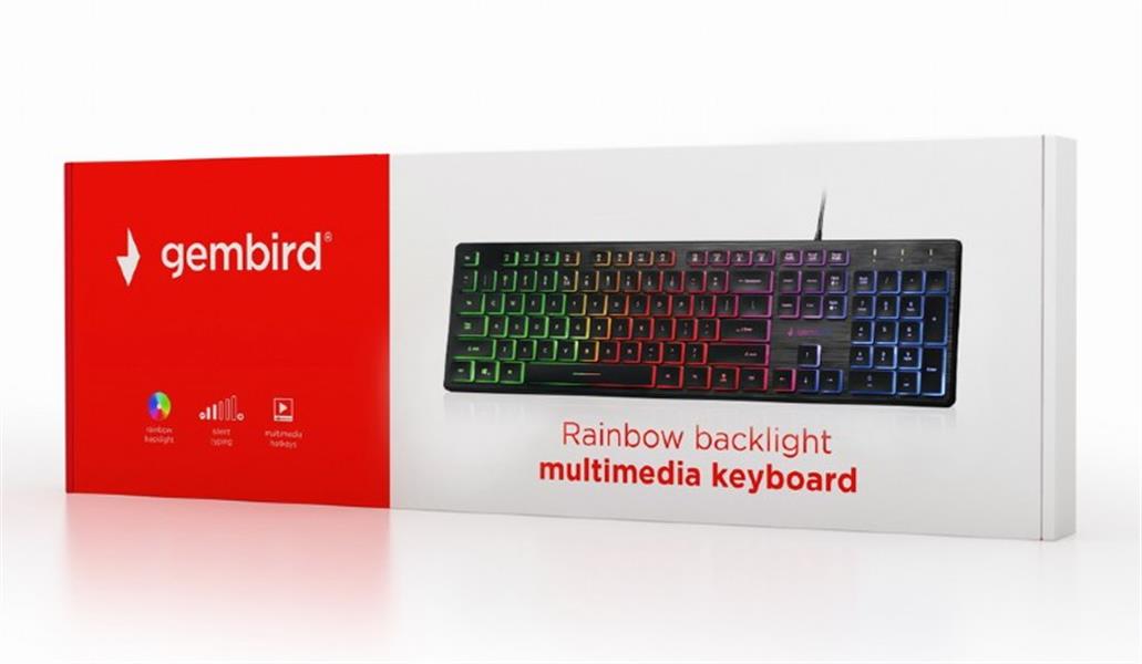 Gembird Multimedia toetsenbord - Rainbow - met BackLight ON OFF BREATH 1 45 m cable