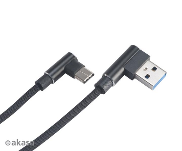 Akasa Right Angle USB 2 0 Cable Charge Sync USB A - USB C 1m *USBAM *USBCM