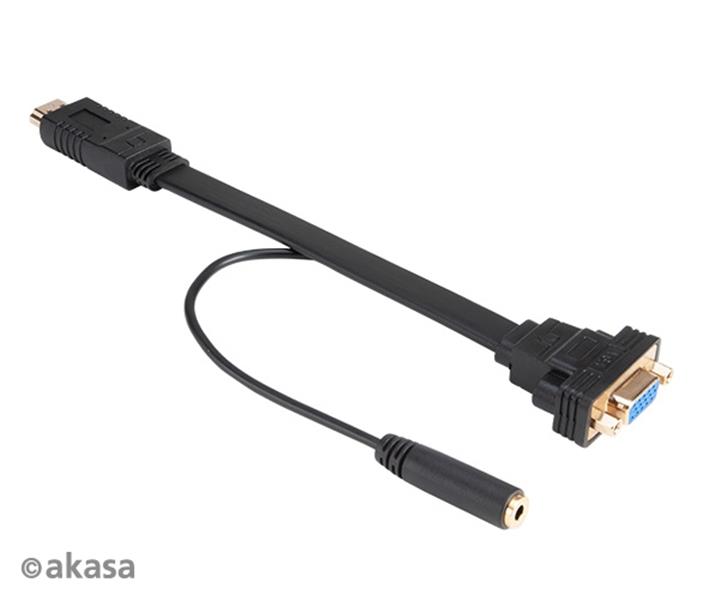 Akasa HDMI to VGA Female with Audio Cable 20cm *HDMIM *VGAF *3 5MMF