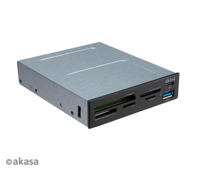 Akasa 3 5 USB3 0 5-slot multicard reader with SDHC SDXC UHS-II Compatibility and USB 3 1 Gen2 Type-C port