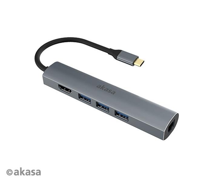 Akasa USB C 3 1 5 in 1 Dock USB C Power HDMI 4K@30Hz RJ45 3x USB A 3 0 ports *USBCM *RJ45F *HDMIF *USBAF