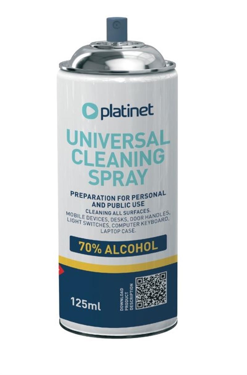 Platinet Universele reinigingsspray 125ml 70% alcohol anti-bacterieel anti-virus anti-schimmel