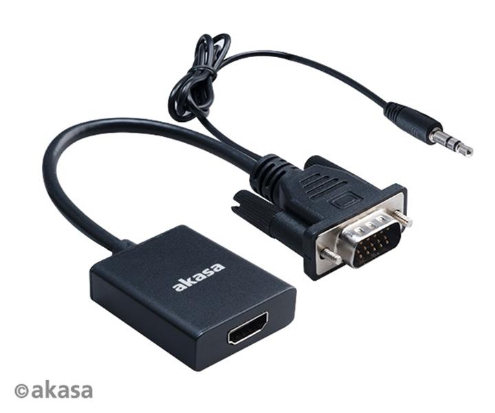 Akasa VGA to HDMI with Audio USB Cable for power 1080p@60Hz 20cm *VGAM *HDMIF *3 5MMM *USB