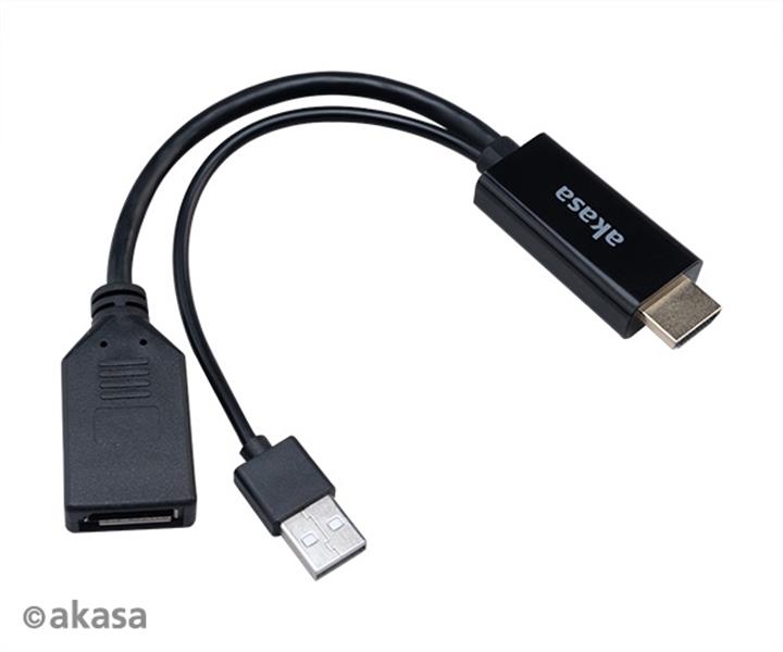 Akasa HDMI to DisplayPort Adapter with USB power cable 4K@60Hz *HDMIM *USBAM *DPF
