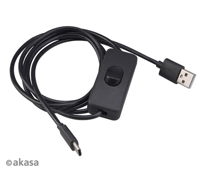 Akasa USB 2 0 Type-A to Type-C Powering Cable with Switch 1 5M for Raspberry Pi 4 *USBAM *USBCM