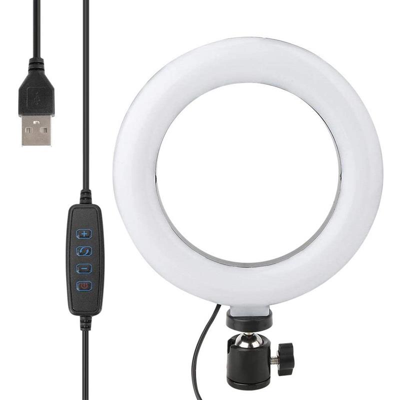 Platinet 6 inch Vlog LED ringlamp 48 LEDs op driepoot 14 5cm - 3000K-4500K-6000K instelbaar 1 9m USB kabel met schakelaar inbegrepen
