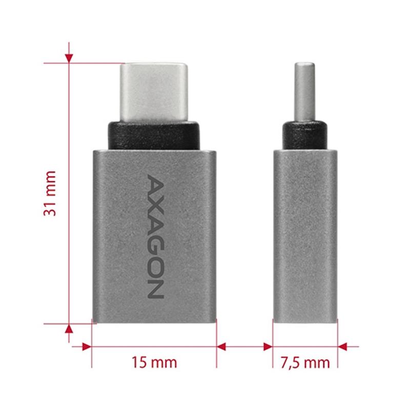 AXAGON USB 3 0 Type-C Male > Type-A Female ALU