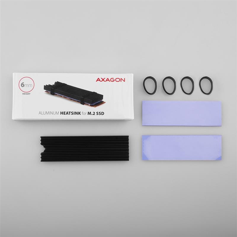 AXAGON passive - M 2 SSD 80mm SSD ALU body silicone thermal pads height 6mm
