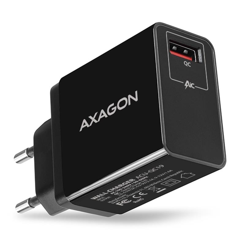 AXAGON wall charger 1x QC3 0 AFC FCP SMART 19W black *USBAF