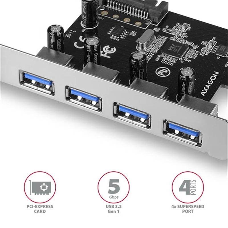 AXAGON PCIe Adapter 4x USB3 0 UASP VIA *PCIEM *USBAF