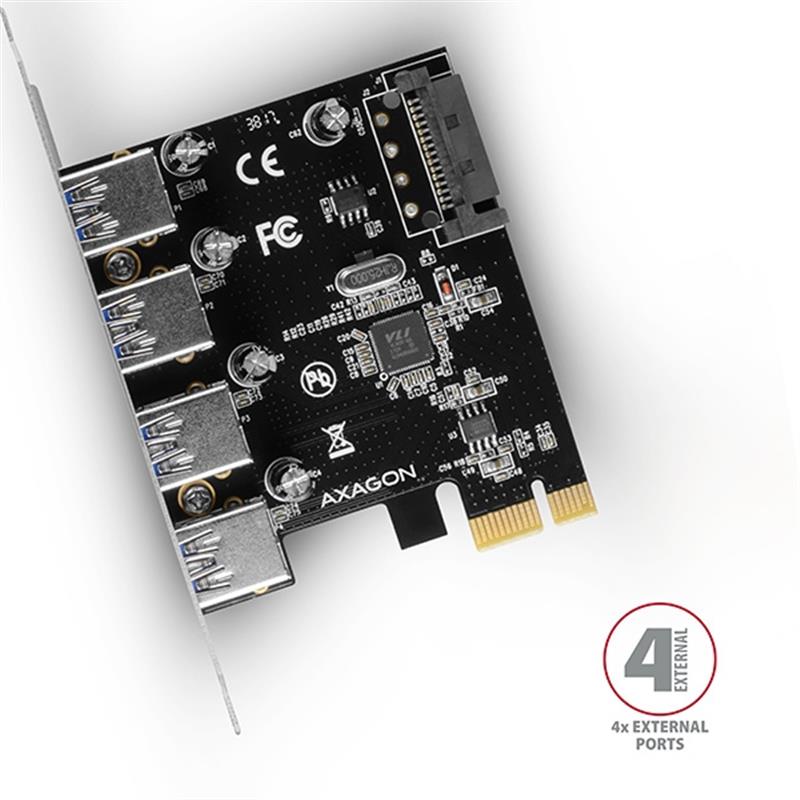 AXAGON PCIe Adapter 4x USB3 0 UASP VIA *PCIEM *USBAF