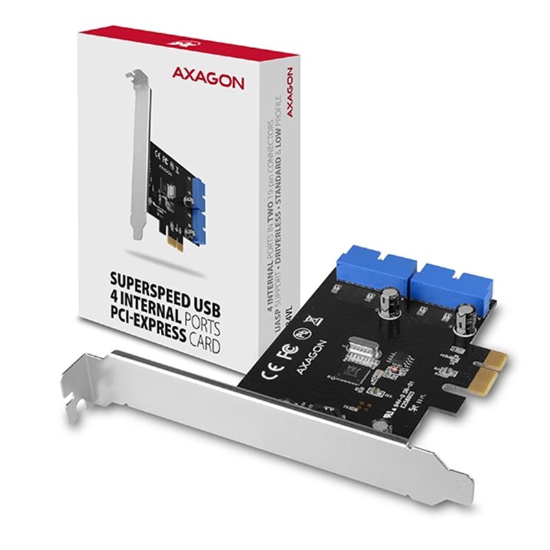 AXAGON PCIe Adapter 4x int USB3 0 19pin UASP VIA LP *PCIEM