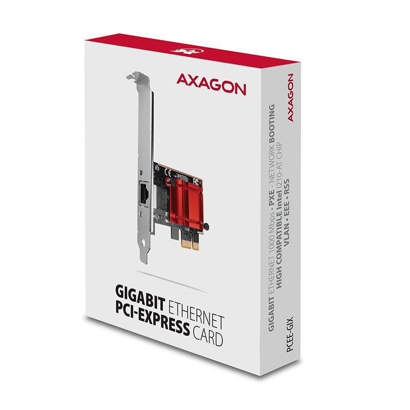 AXAGON PCIe Adapter Gigabit Ethernet Intel i210-AT PXE w SP LP *PCIEM *RJ45F