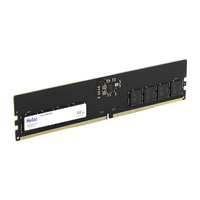 Netac Basic DDR5-4800 16GB C40 U-DIMM 288-Pin DDR5 PC DDR5-4800 PC5-38400 16G x 1 40-40-40-77 1 1V N A Single Channel