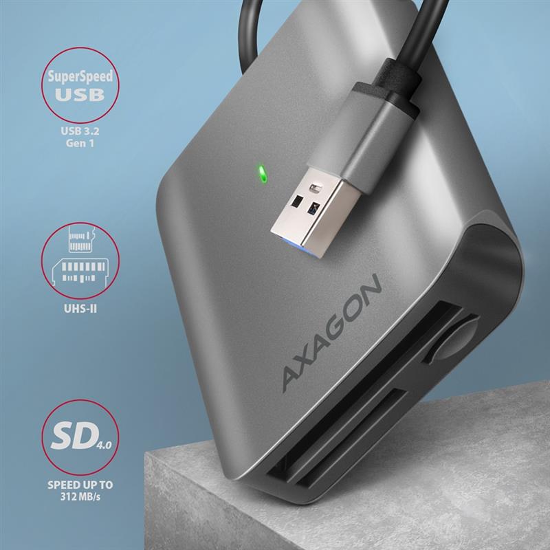 AXAGON External card reader USB-A 3 2 Gen 1 3-slot lun SD microSD CF UHS-II