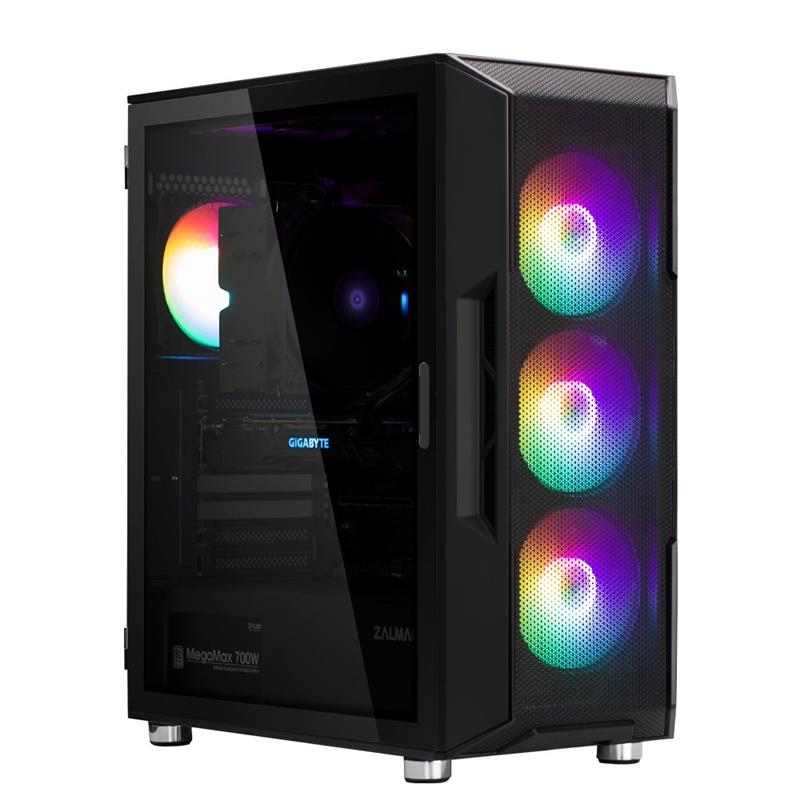 Zalman I3 Neo ATX Mid Tower PC Case Mesh front for efficient cooling Pre-installed fan 3 Midi Tower Zwart