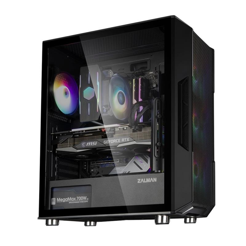 Zalman I3 Neo ATX Mid Tower PC Case Mesh front for efficient cooling Pre-installed fan 3 Midi Tower Zwart