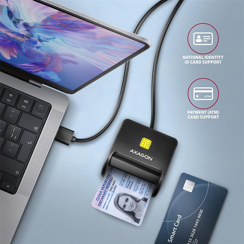 AXAGON USB Smart card SD microSD SIM card FlatReader