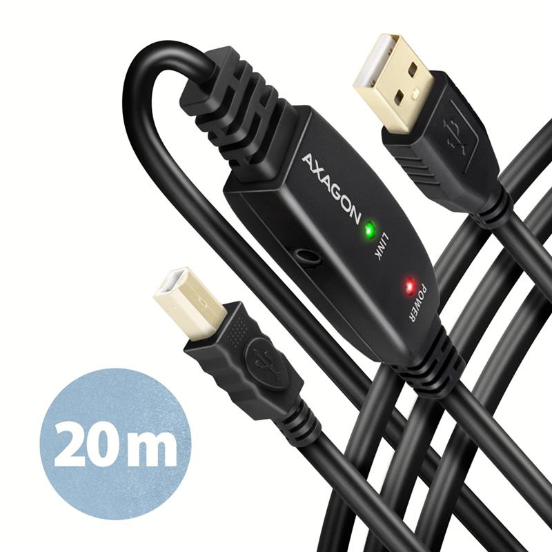 AXAGON USB 2 0 A-M -> B-M active connecting repeater cable 20m