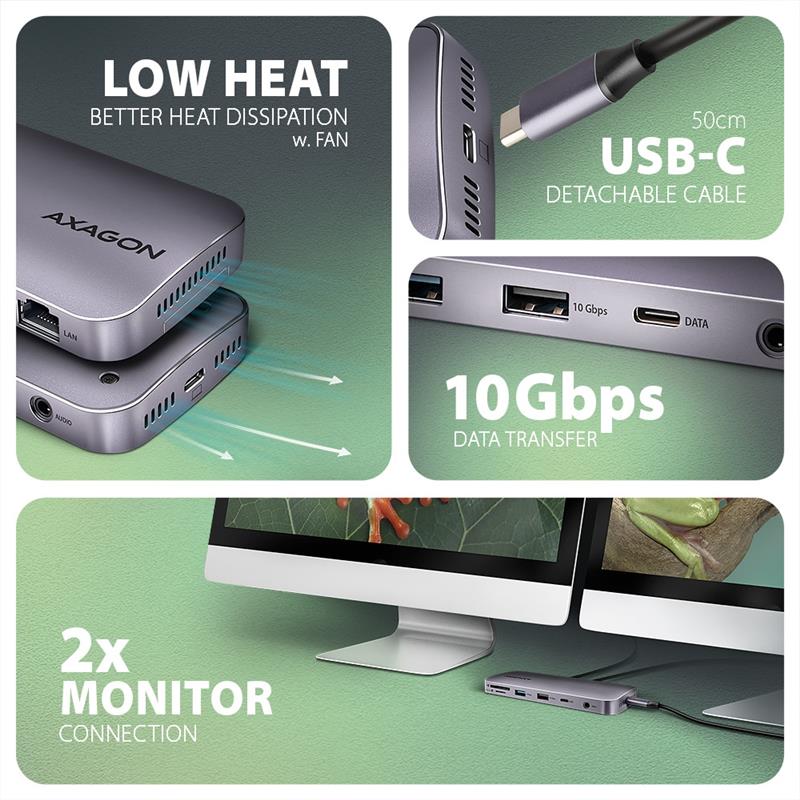 Axagon HMC-12GM2 laptop dock & poortreplicator Bedraad ROG XG Mobile + USB Type-C Grijs