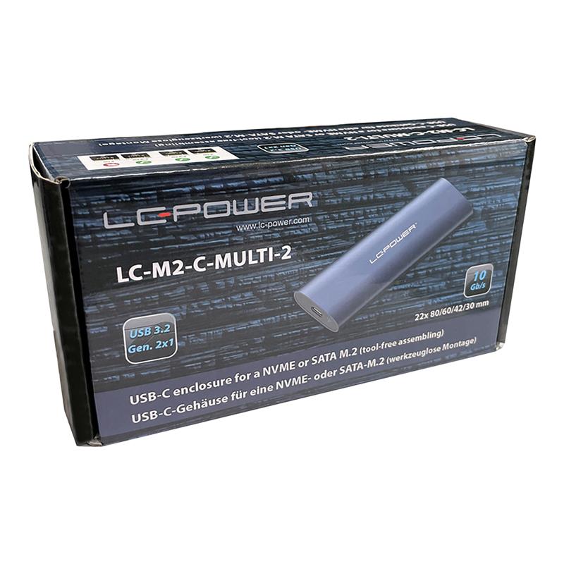 LC-Power LC-M2-C-MULTI-2 M 2 SSD enclosure NVMe SATA USB 3 2 Gen 2x1 anthracite