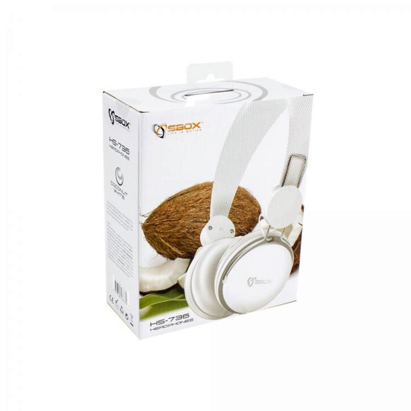 Sbox Koptelefoon HS-736W Coconut, White