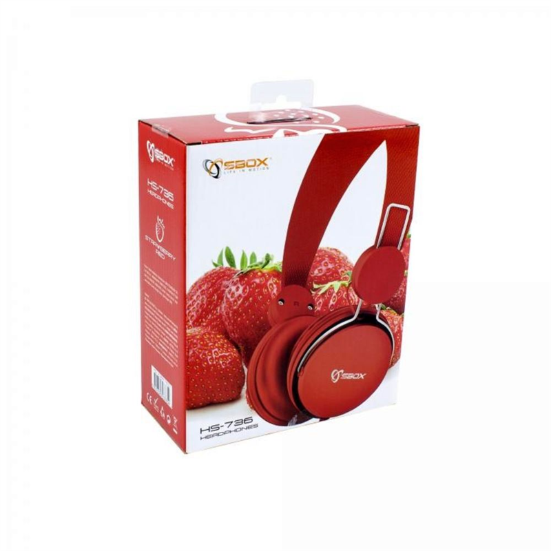 Sbox Koptelefoon HS-736R Strawberry, Red