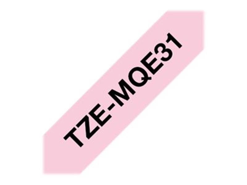 Brother TZE-MQE31 labelprinter-tape Zwart op roze