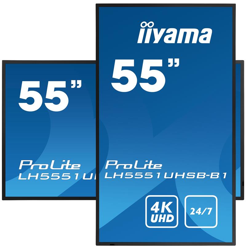 iiyama LH5551UHSB-B1 beeldkrant Interactief flatscreen 137,2 cm (54"") IPS 800 cd/m² 4K Ultra HD Zwart 24/7
