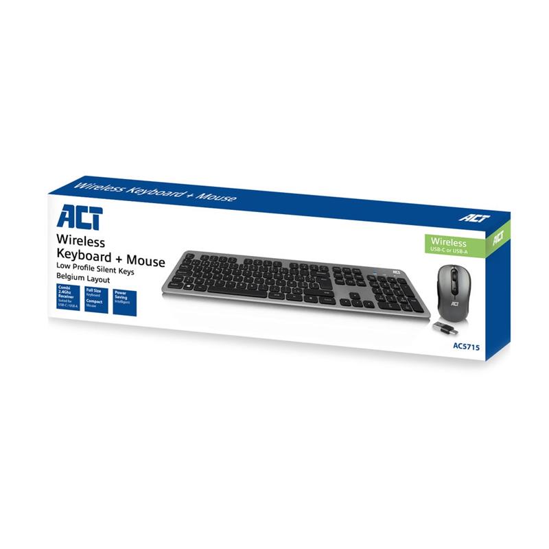 ACT AC5715 toetsenbord RF Draadloos AZERTY Belgisch Zwart