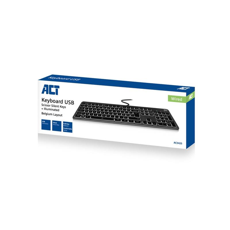 ACT AC5425 toetsenbord USB AZERTY Belgisch Zwart