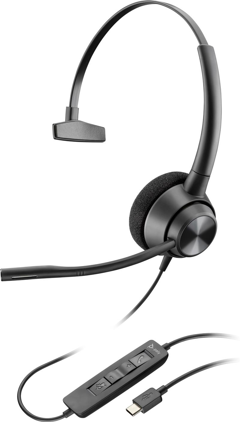 HP Poly EncorePro 310 Headset Bedraad Hoofdband Oproepen/muziek USB Type-C Zwart