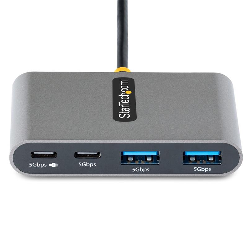 StarTech.com 4-Port USB-C Hub met 100W Power Delivery Pass-Through, 2x USB-A + 2x USB-C, 5Gbps, 30cm Kabel, Compacte Laptop/Desktop USB Type-C naar US