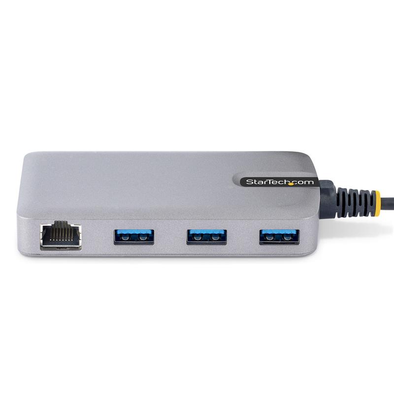 StarTech.com 3-Port USB-C Hub met Ethernet, 3x USB-A , Gigabit Ethernet RJ45, USB 3.0 5Gbps, Bus-Powered, 30cm Kabel, Compacte Laptop USB Type-C Hub A