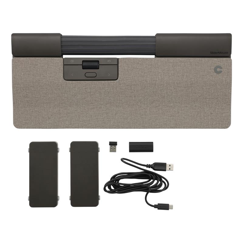 Contour Design SliderMouse Pro draadloos met Regular polssteun in stof Lichtgrijs