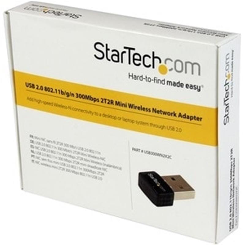 StarTech.com USB 2.0 300 Mbps Mini draadloos-N netwerkadapter 802.11n 2T2R wifi-adapter