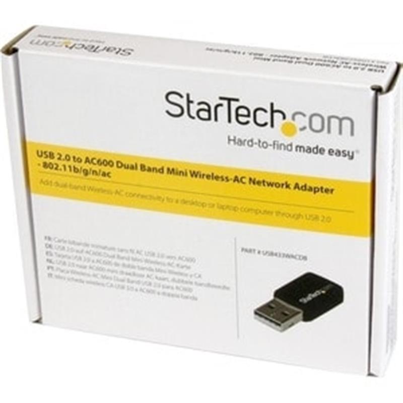 StarTech.com USB 2.0 AC600 mini-dubbelband draadloze-AC netwerkadapter 1T1R 802.11ac wifi-adapter