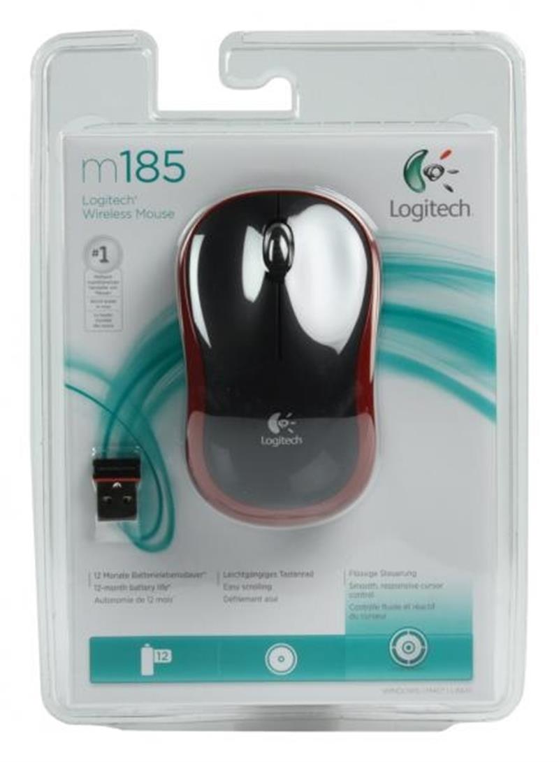 Logitech M185 muis RF Draadloos Optisch 1000 DPI Ambidextrous