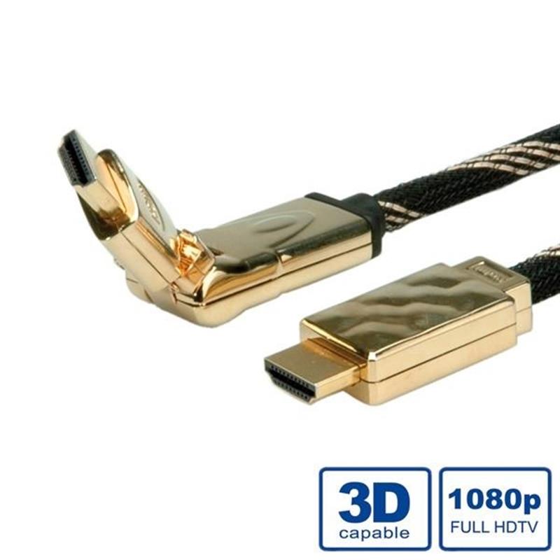 ADJ High Speed HDMI Cable w Ethernet Gold plated 3D Swivel 2m Black