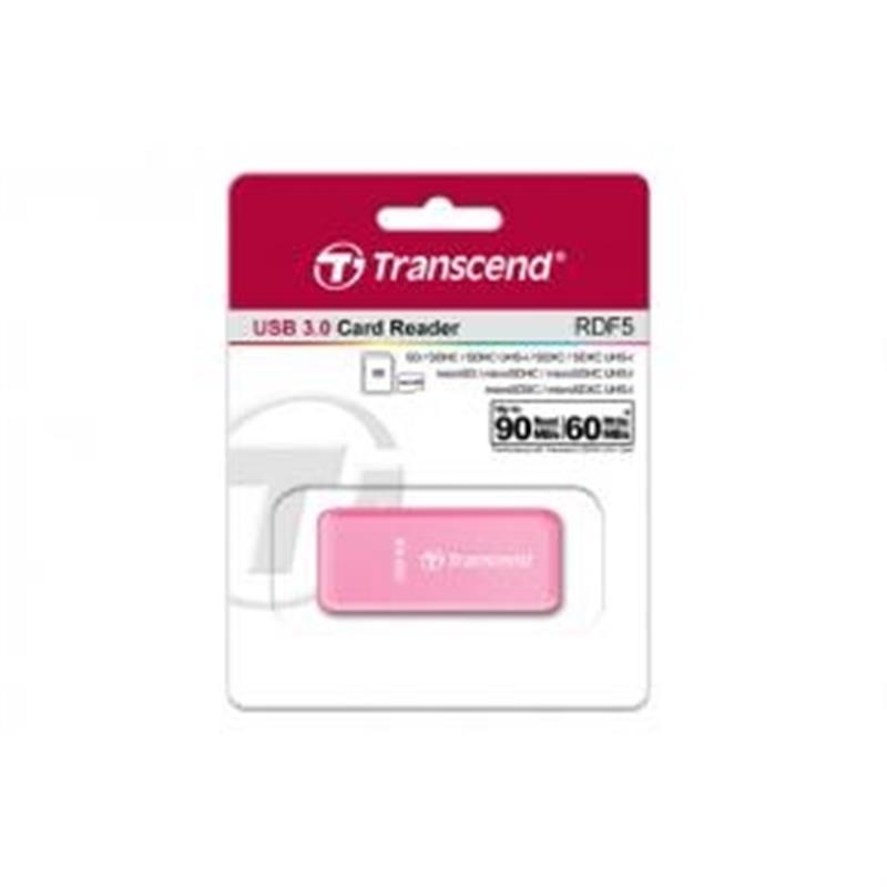 Transcend PDF5 Card Reader USB3 0 SD microSD SDHC SDXC UHS-I LED Roze