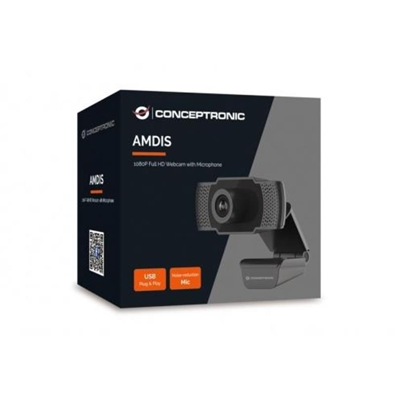 Conceptronic AMDIS webcam 2 MP 1920 x 1080 Pixels USB 2.0 Zwart