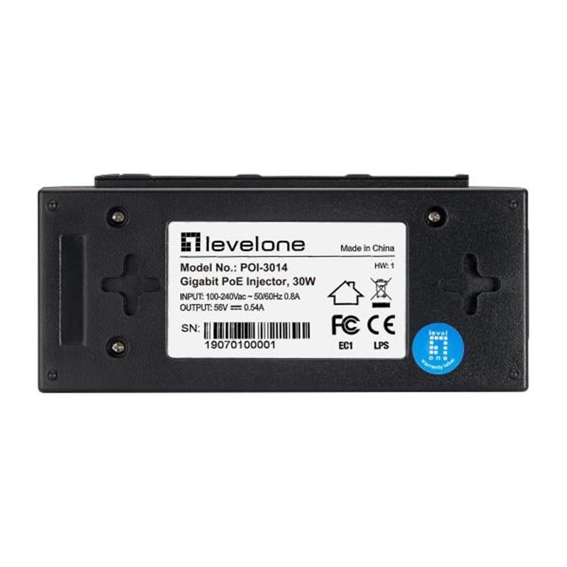 LevelOne POI-3014 PoE adapter & injector Fast Ethernet, Gigabit Ethernet 52 V
