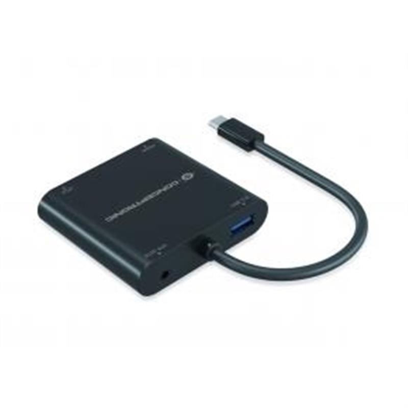 Conceptronic DONN09B video kabel adapter 0,2 m USB Type-C HDMI + VGA (D-Sub) + USB Type-A + 3.5mm Zwart