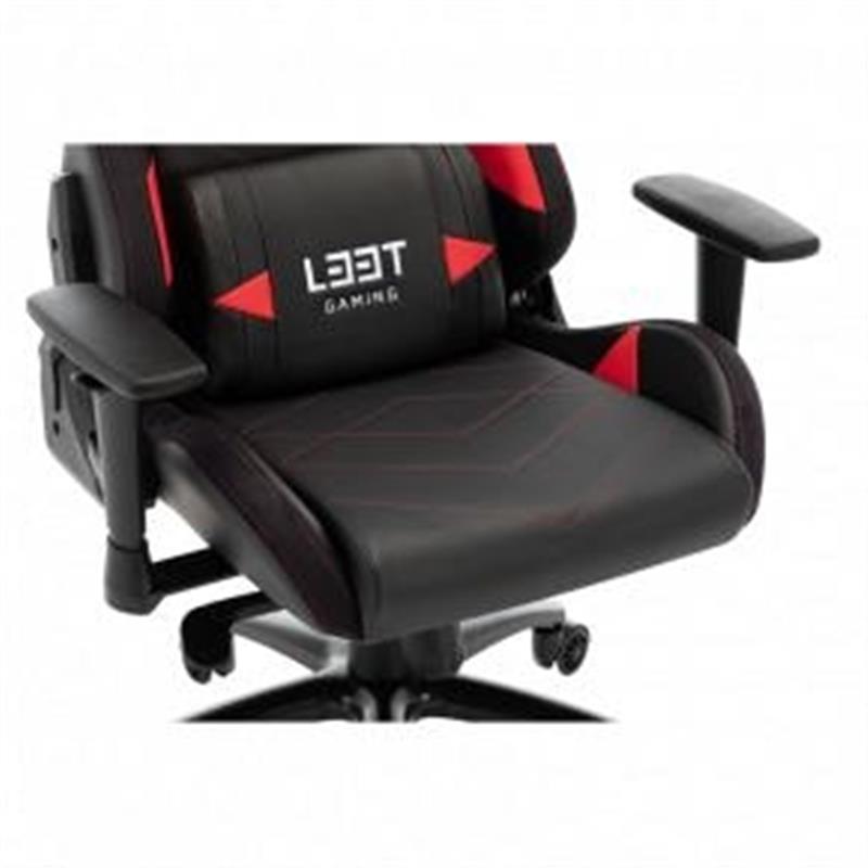 L33T Gaming Elite V4 Gaming Chair PU Black - Red decor Class-4 gas-lift Tilt recline